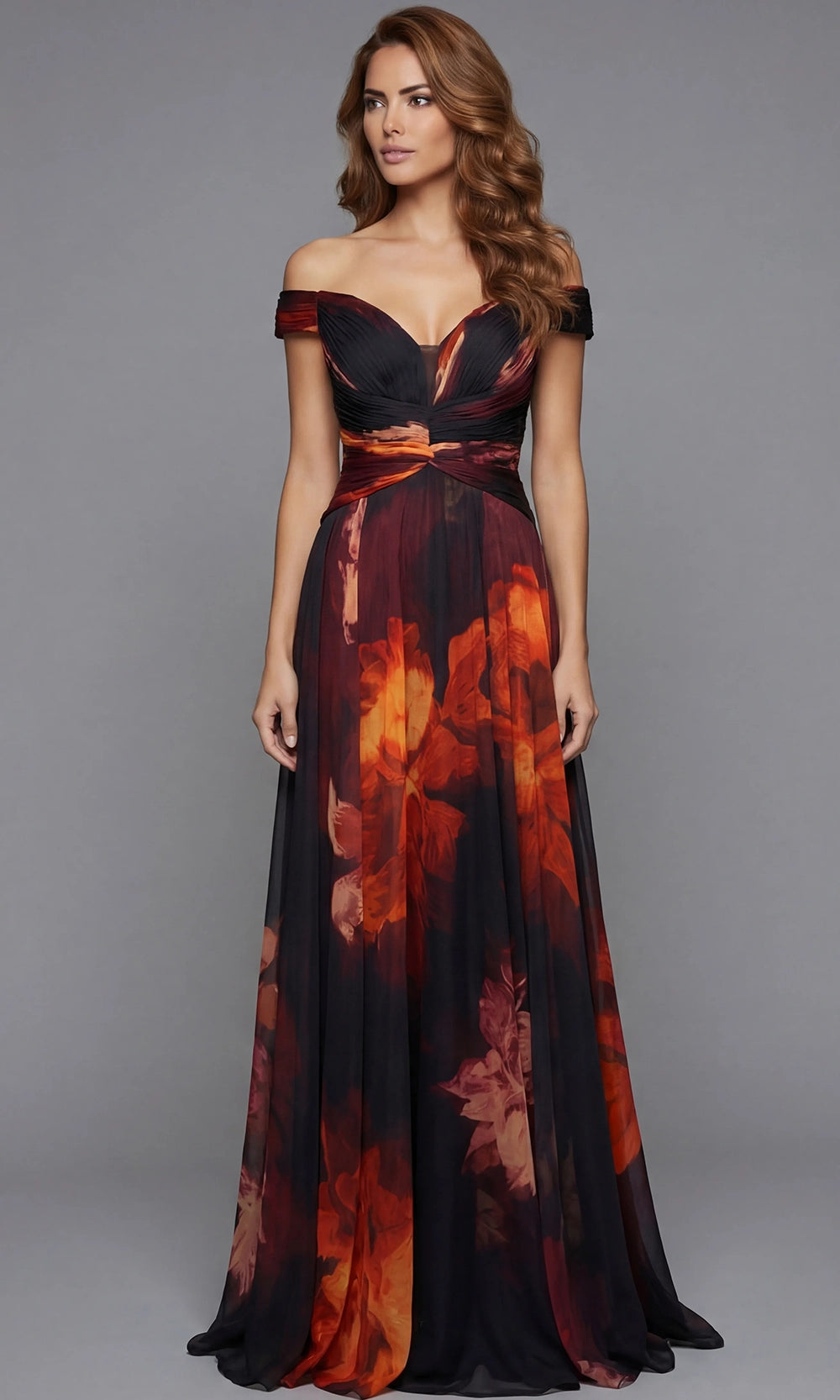 Jovani 49473 - Printed Floral A-Line Chiffon Gown - designer mother of the bride dress at Silhouette Dresses