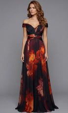 Jovani 49473 - Printed Floral A-Line Chiffon Gown - designer mother of the bride dress at Silhouette Dresses