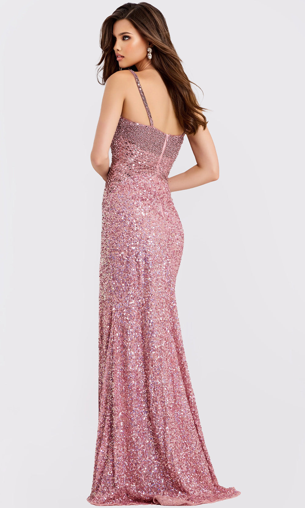 Jovani 49486 - Deep Sweetheart Beaded Sequin Prom Gown - back view