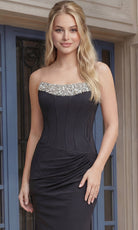 Jovani 45644 - Strapless Crystal Trim Jersey Prom Gown - back view