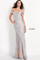 Jovani - 49634 Embroidered Off Shoulder Fitted Dress - view 6