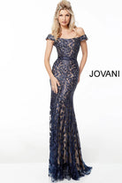 Jovani - 49634 Embroidered Off Shoulder Fitted Dress - view 5