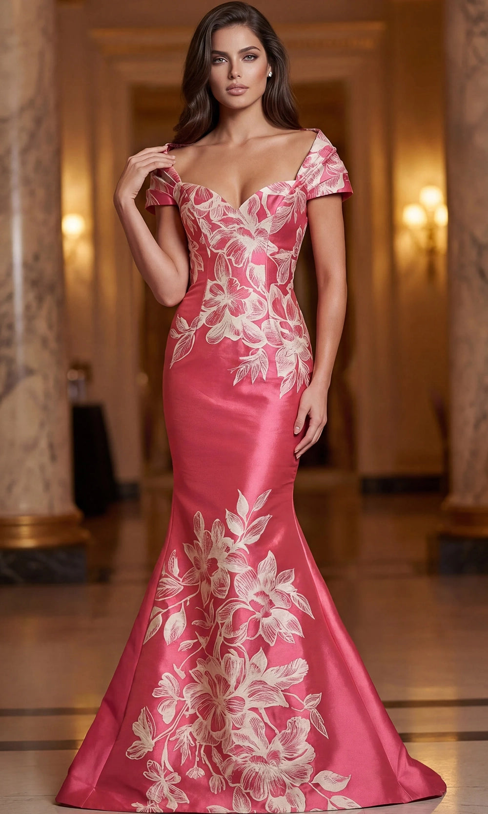 Jovani 49641 - Embroidered Floral Mermaid Sweetheart Gown - detail view