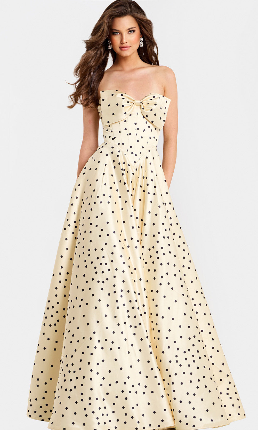 Jovani 49775 - Polka Dot Satin Sweetheart Prom Dress - designer prom dress at Silhouette Dresses