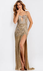 Jovani 49810 - Geometric Pattern Keyhole Prom Dress - detail view