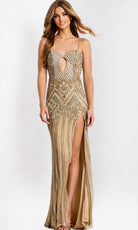 Jovani 49810 - Geometric Pattern Keyhole Prom Dress - designer prom dress at Silhouette Dresses