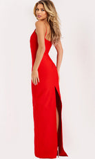 Jovani 50236 - Rhinestone Floral Applique Column Prom Gown - back view