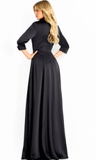 Jovani 50262 - Three-Quarter Sleeve A Line Evening Gown - back view