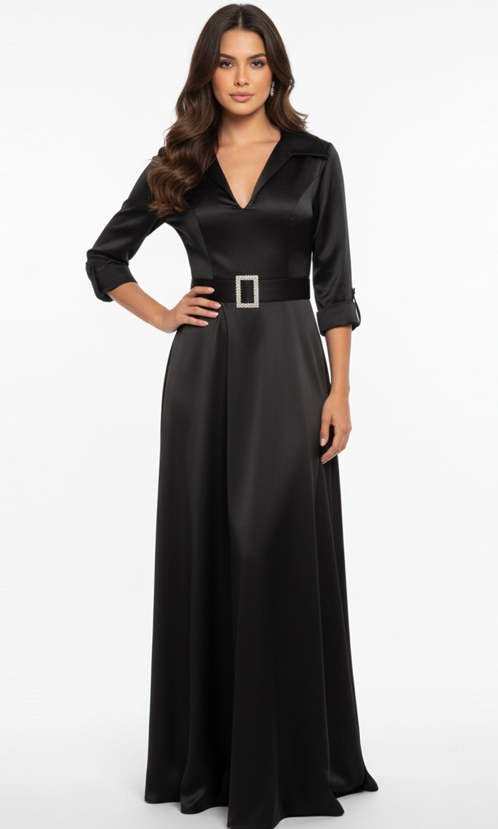 Jovani 50262 - Three-Quarter Sleeve A Line Evening Gown - designer mother of the bride dress at Silhouette Dresses