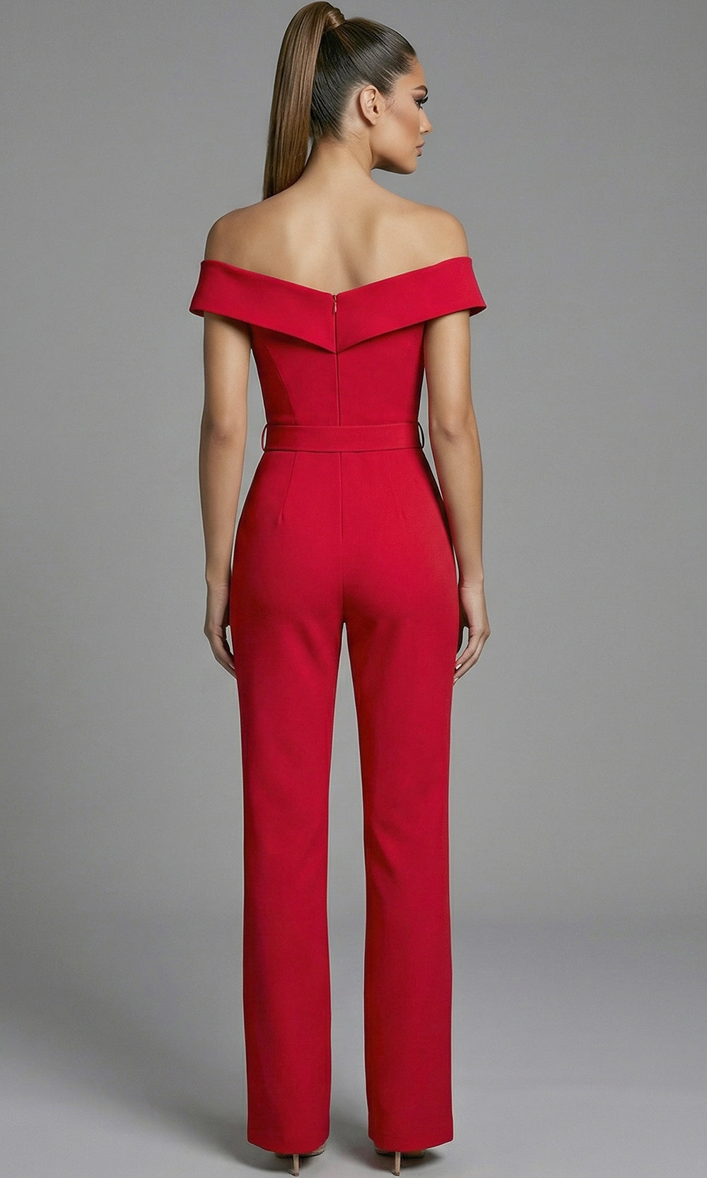 Jovani 50299 - Pearl Accent Straight Leg Jumpsuit - back view