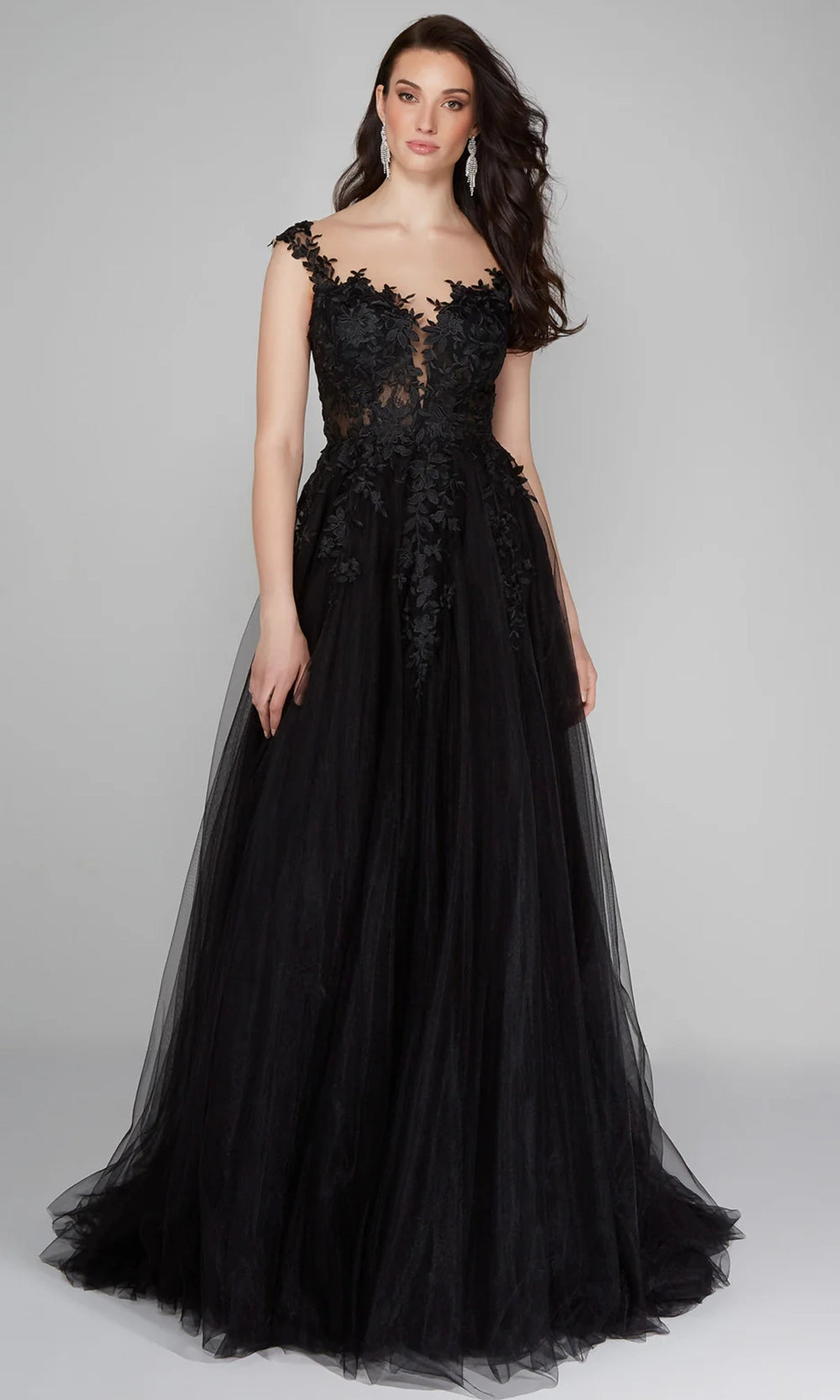 Alyce Paris 5090 - Plunging Illusion A-Line Lace Gown - designer prom dress at Silhouette Dresses