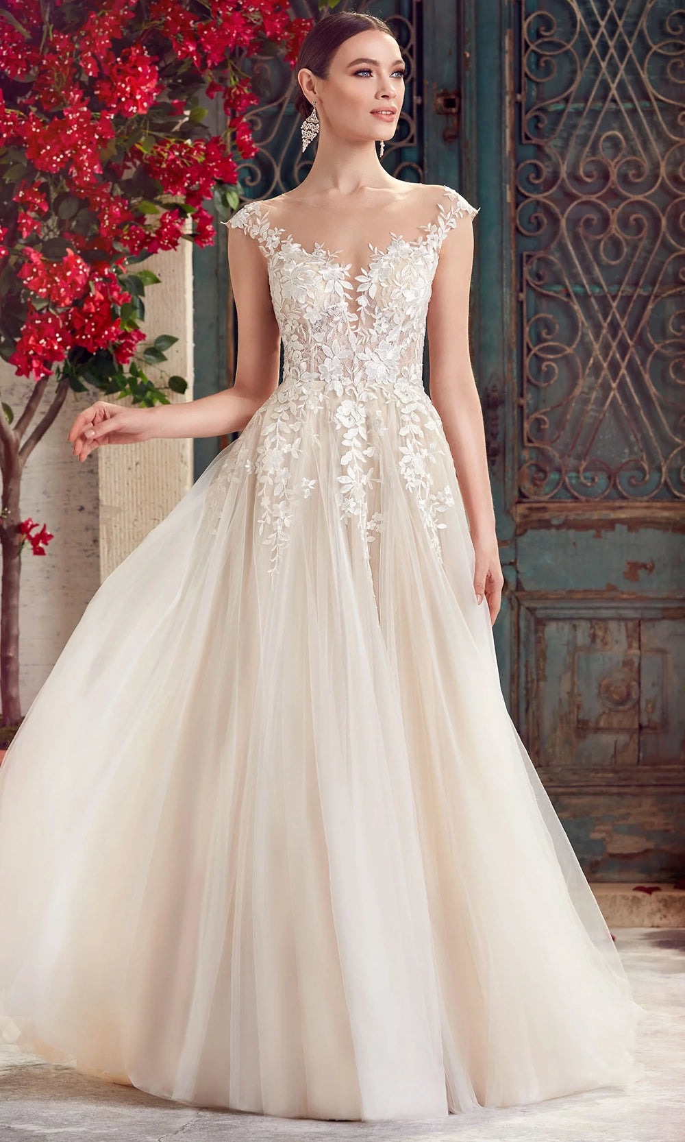 Alyce Paris 5090 - Plunging Illusion A-Line Lace Gown - view 4