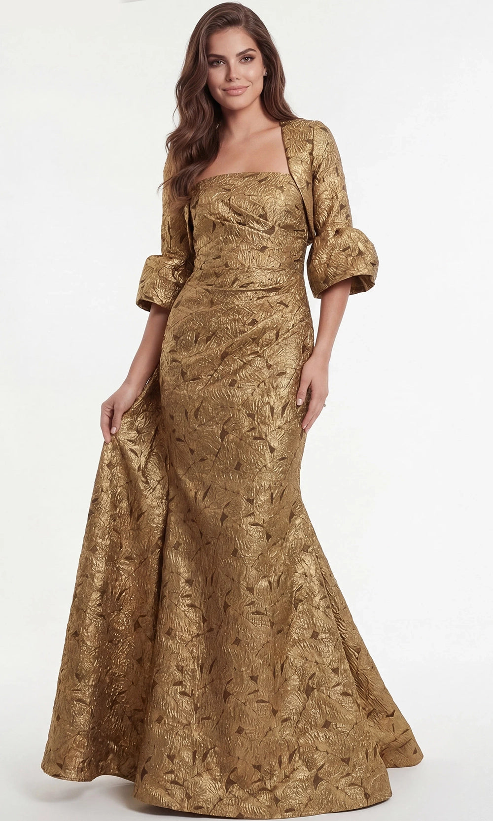 Jovani 51653 - Textured Metallic Mermaid Long Gown - designer evening gown at Silhouette Dresses