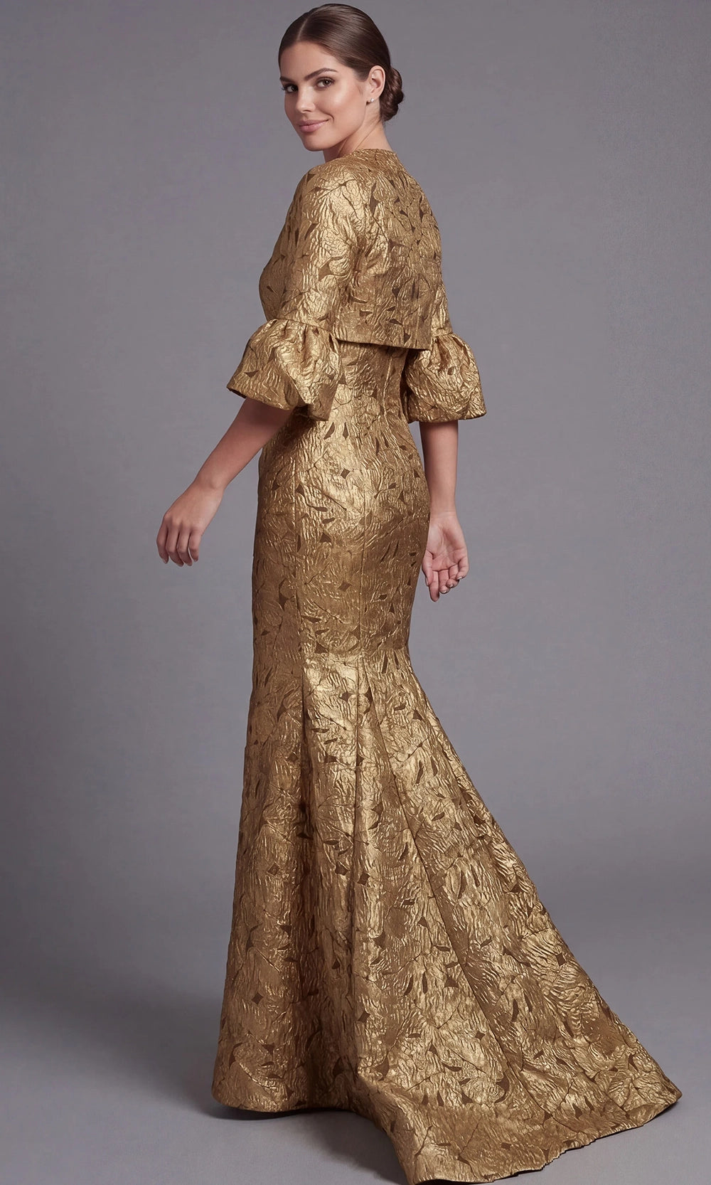 Jovani 51653 - Textured Metallic Mermaid Long Gown - view 5