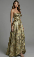 Jovani 51692 - Metallic Floral A-Line Gown with Rosette Accent - designer mother of the bride dress at Silhouette Dresses