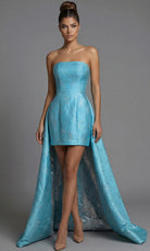 Jovani 51693 - Brocade Strapless High Low Mini Dress - designer prom dress at Silhouette Dresses