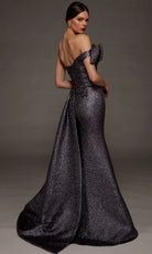 Alyce Paris 55009 - Bow Shoulder Accent Jacquard Sheath Gown