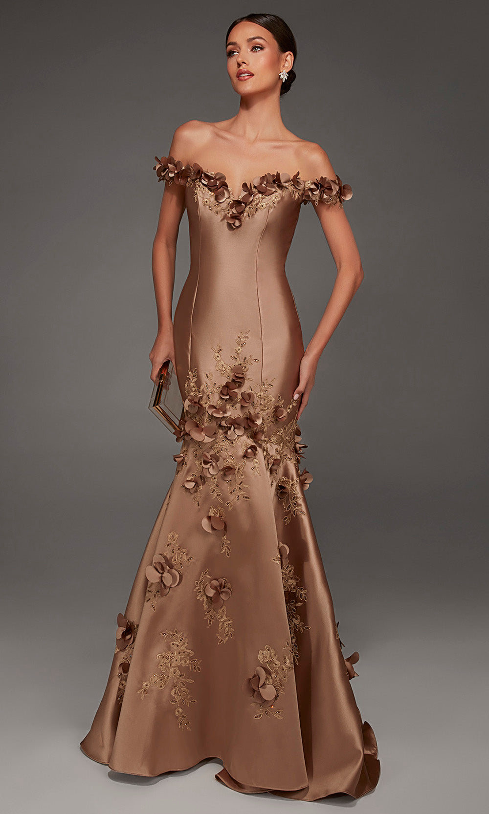 Alyce Paris 55010 - Off Shoulder Mikado Floral Evening Gown