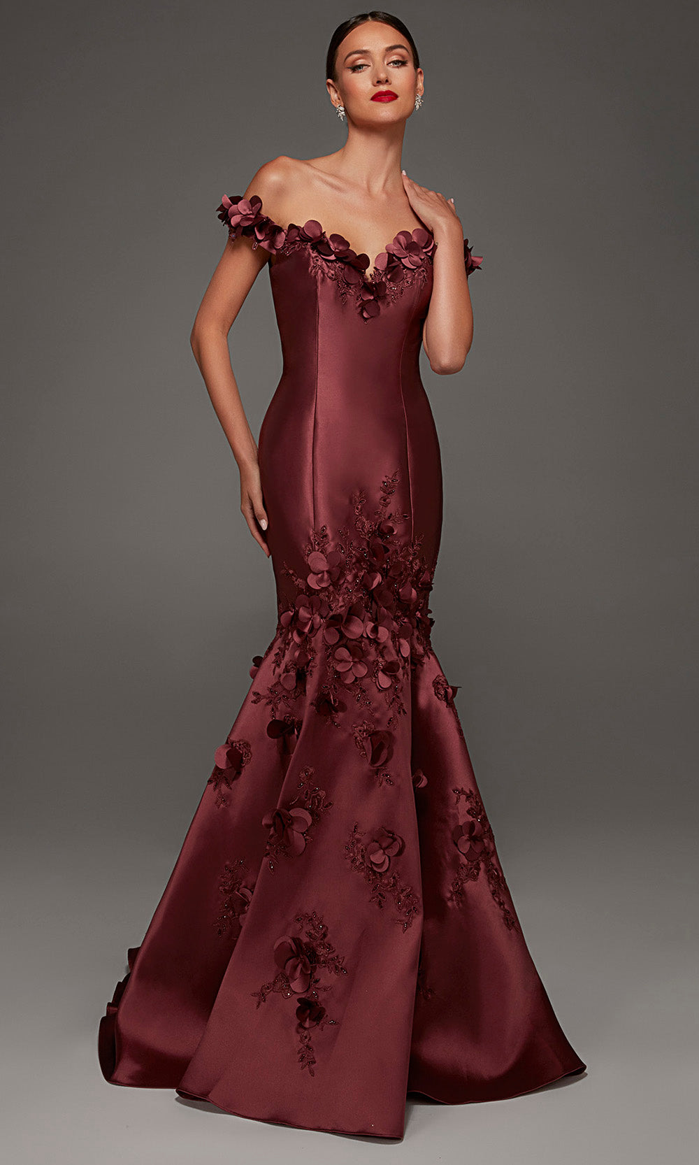 Alyce Paris 55010 - Off Shoulder Mikado Floral Evening Gown