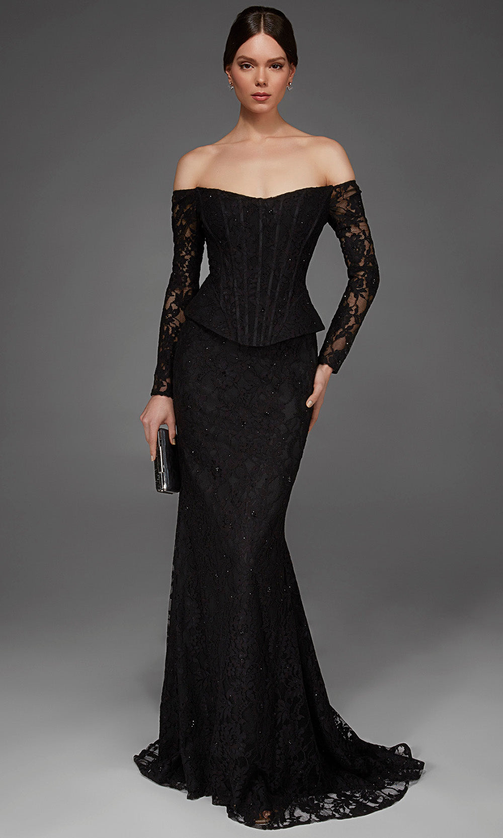 Alyce Paris 55018 - Floral Lace Off Shoulder Evening Gown