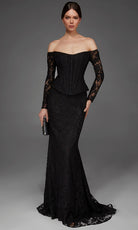 Alyce Paris 55018 - Floral Lace Off Shoulder Evening Gown
