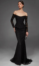 Alyce Paris 55018 - Floral Lace Off Shoulder Evening Gown