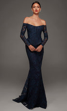 Alyce Paris 55018 - Floral Lace Off Shoulder Evening Gown