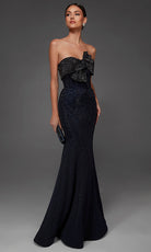 Alyce Paris 55019 - Bow Neckline Crystal Studded Evening Gown