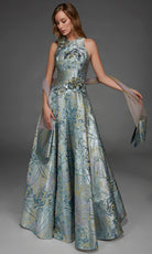 Alyce Paris 55027 - Rosette Accent High Neck A-Line Gown