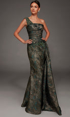 Alyce Paris 55033 - One Shoulder Jacquard Gown with Side Drape