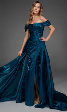 Alyce Paris 55034 - Off Shoulder Liquid Organza Gown with Overskirt