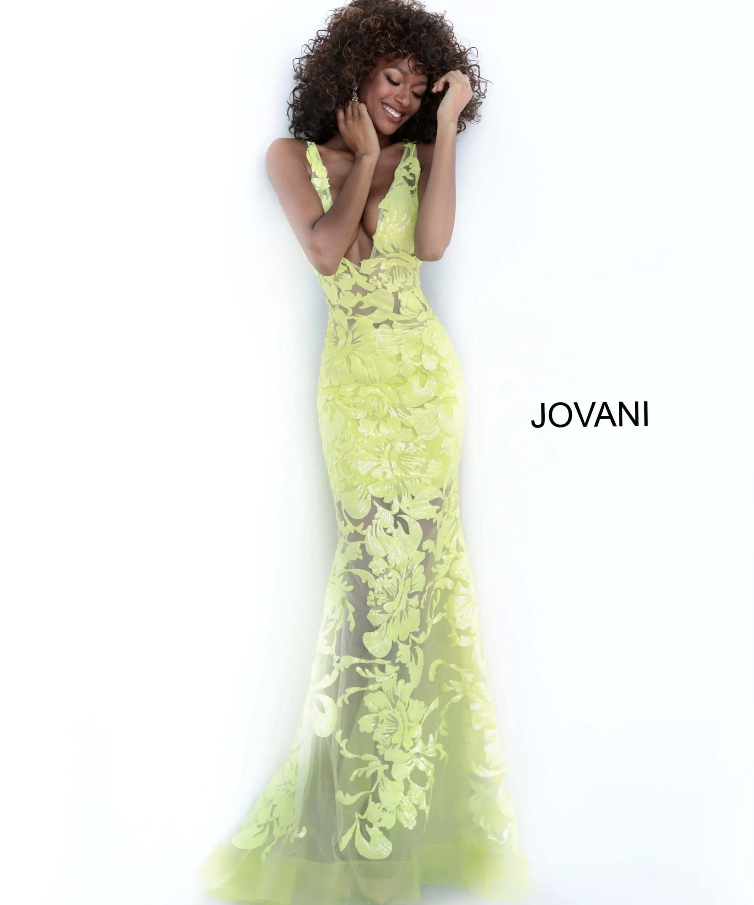 Jovani 60283 - Floral Applique Prom Gown - view 10