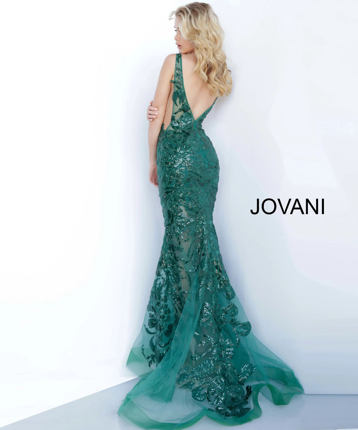 Jovani 60283 - Floral Applique Prom Gown - view 9