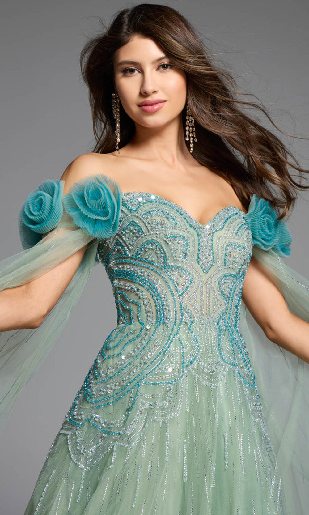 Jovani 61002 - Off Shoulder Beaded A-Line Gown - view 5