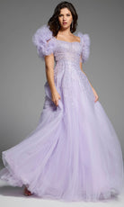 Jovani 61026 - Beaded Bodice Puff Sleeve Evening Gown - designer formal gown at Silhouette Dresses