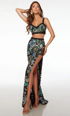 Alyce Paris 61689 - Two Piece Sequin Floral Dress - back view