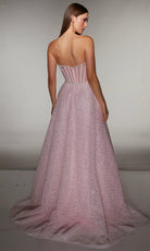 Alyce Paris 61982 - Strapless Corset Gown with Pearl Trim - detail view