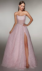 Alyce Paris 61982 - Strapless Corset Gown with Pearl Trim - back view
