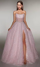 Alyce Paris 61982 - Strapless Corset Gown with Pearl Trim - view 4