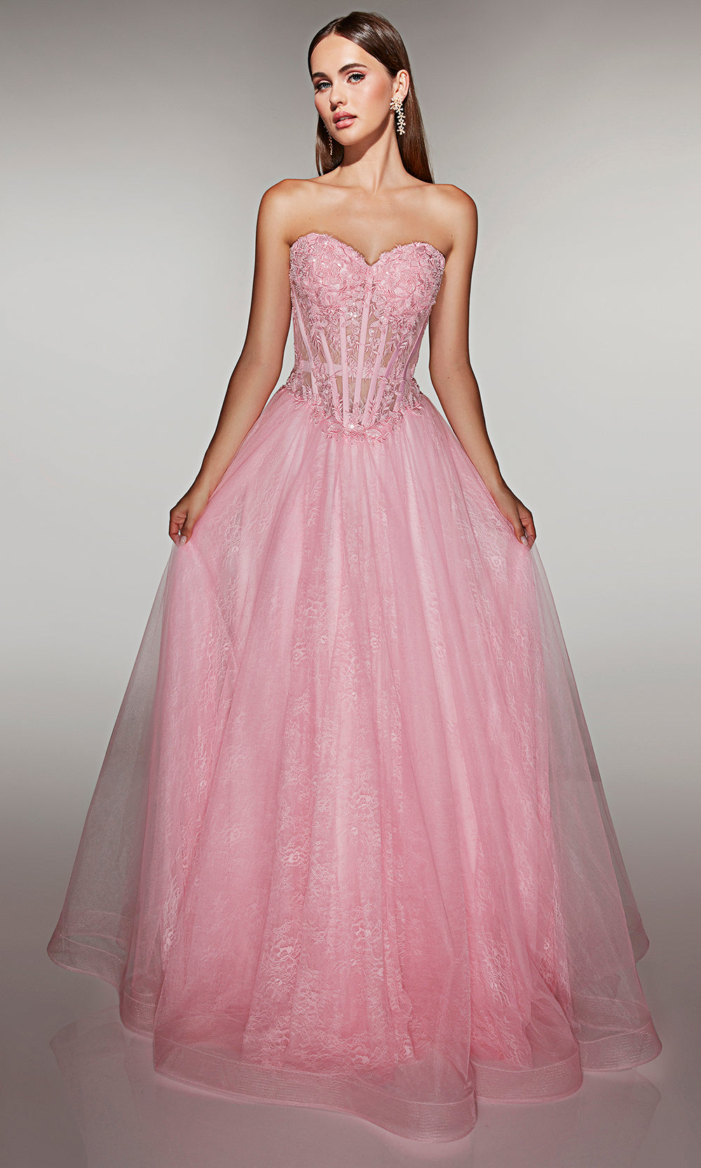 Alyce Paris 61984 - Strapless Corset Lace Ball Gown - detail view