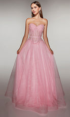 Alyce Paris 61984 - Strapless Corset Lace Ball Gown - detail view