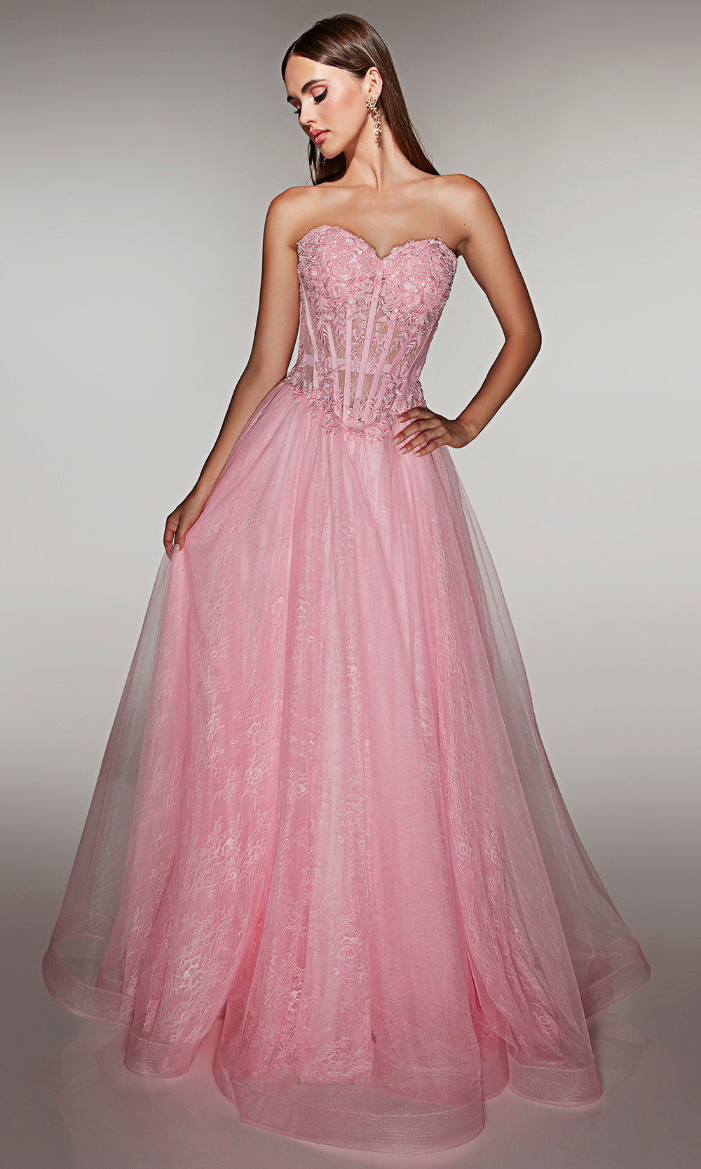 Alyce Paris 61984 - Strapless Corset Lace Ball Gown - view 5