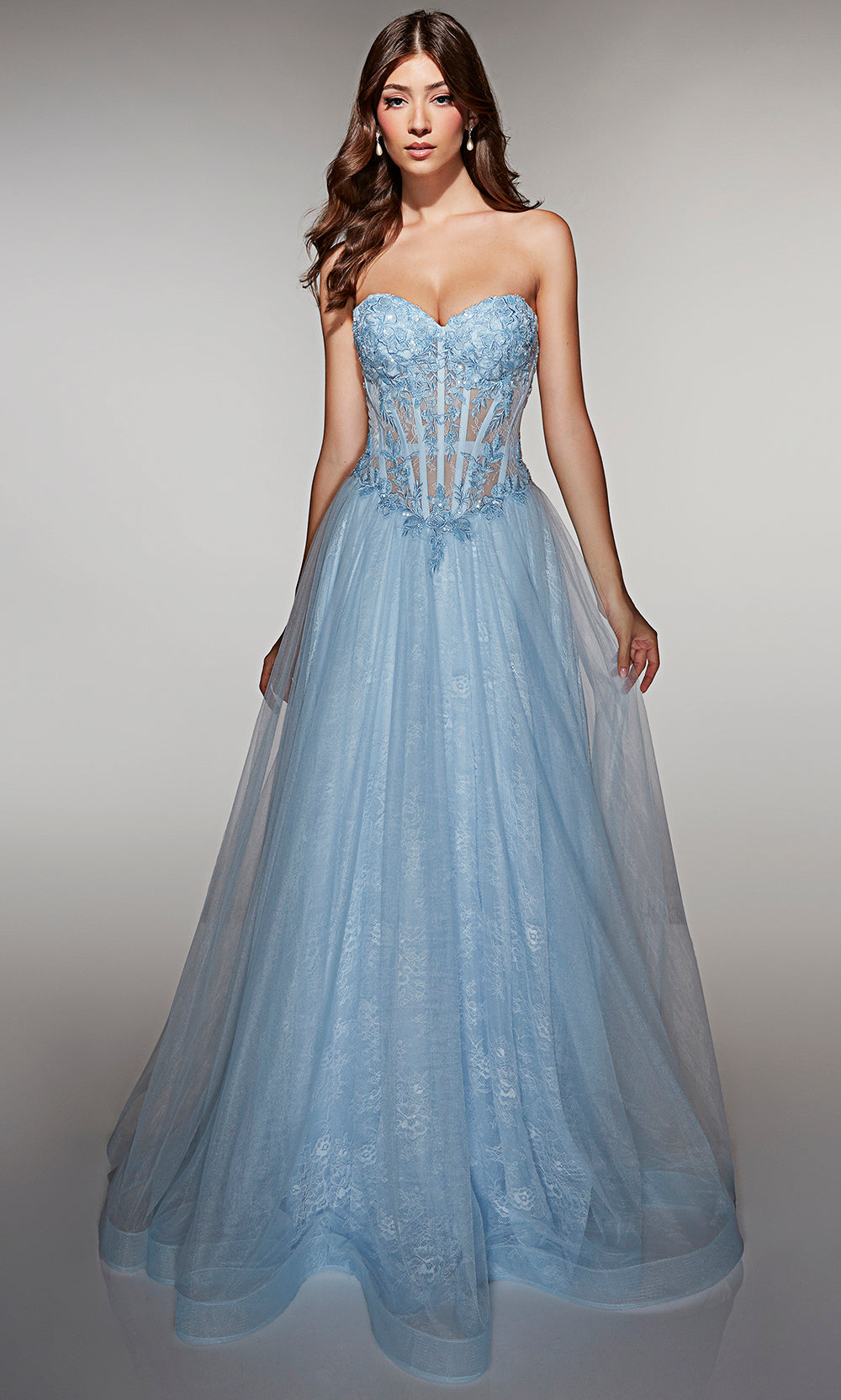 Alyce Paris 61984 - Strapless Corset Lace Ball Gown - designer ball gown at Silhouette Dresses