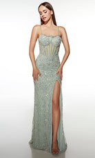 Alyce Paris 61988 - Corset Beaded Gown with Slit - back view