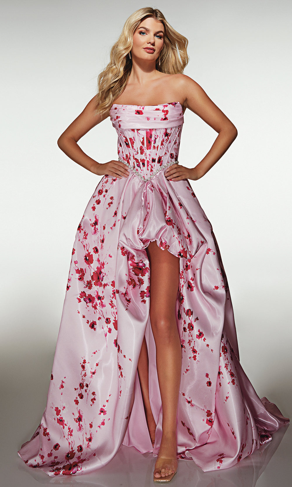 Alyce Paris 61989 - Strapless Corset Ballgown with Front Slit - designer ball gown at Silhouette Dresses