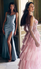 Alyce Paris 61991 - Satin Corset Gown with High Slit - view 5