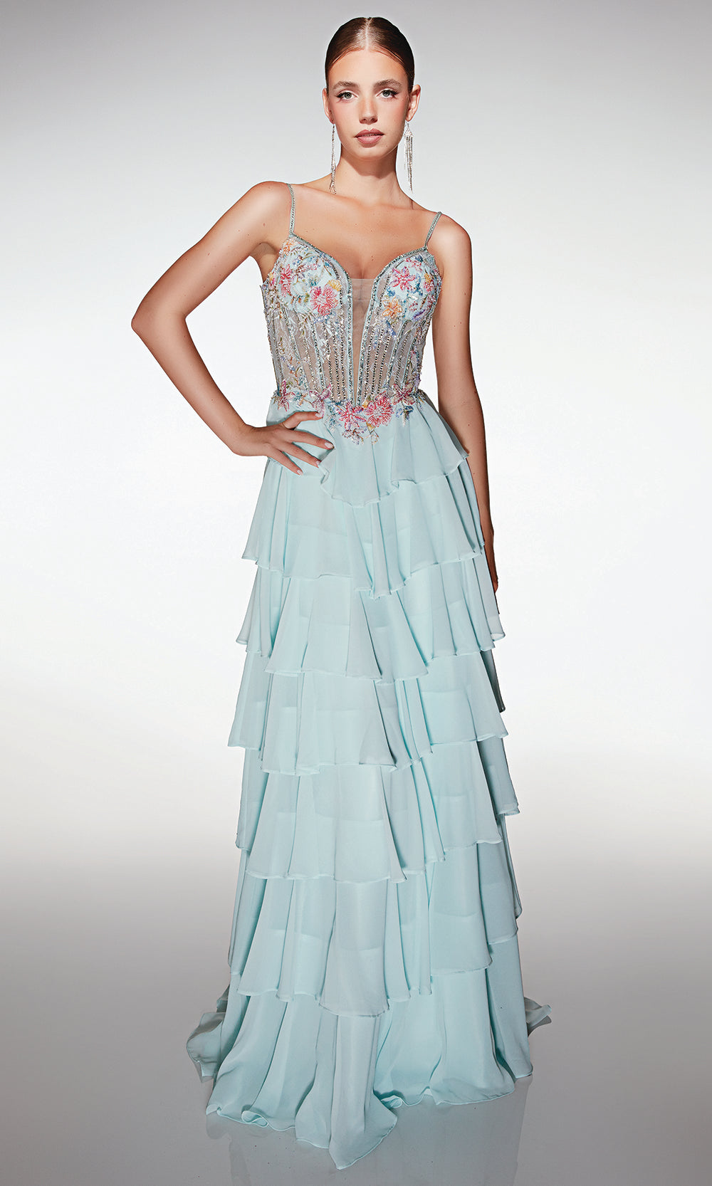 Alyce Paris 61993 - Beaded Floral Corset Gown - view 4