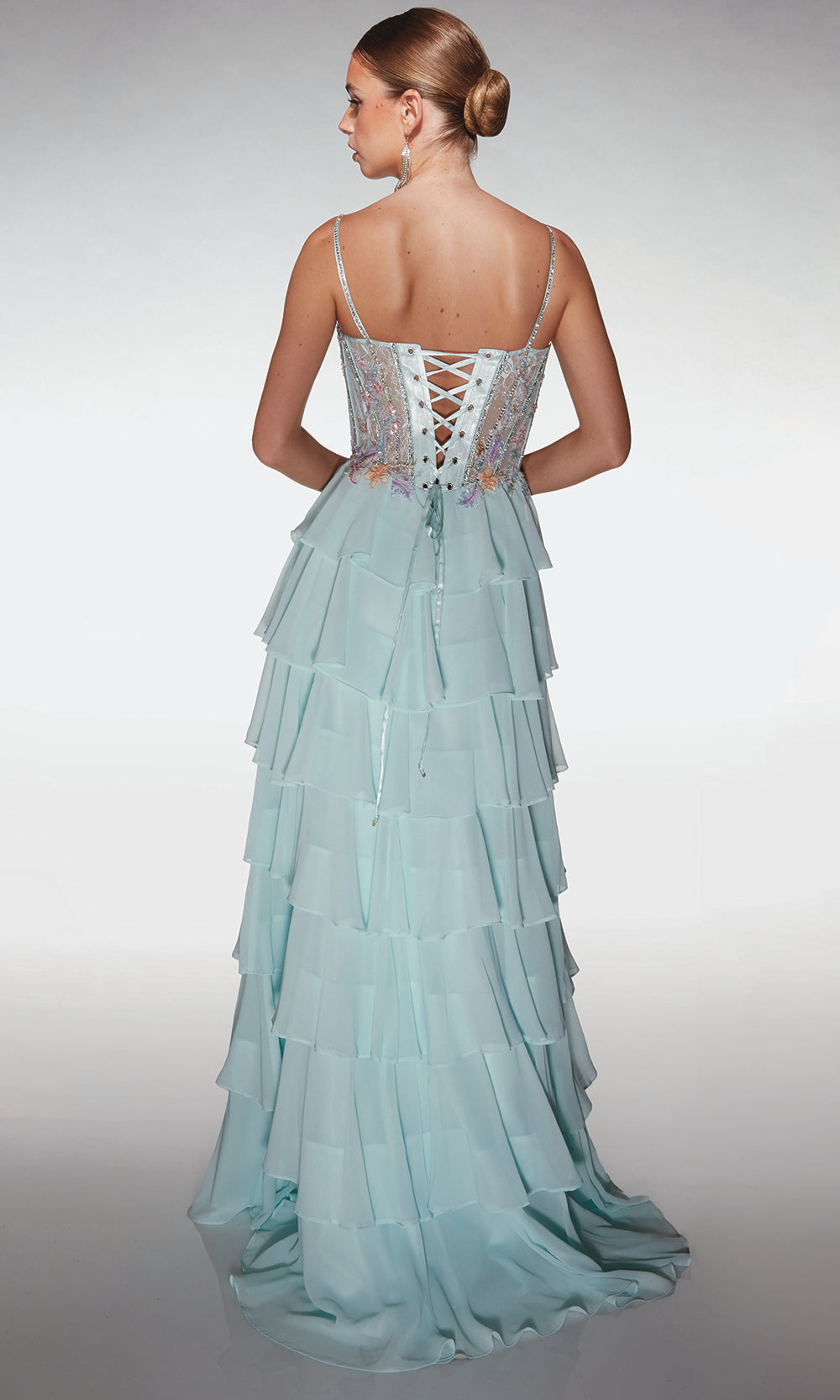 Alyce Paris 61993 - Beaded Floral Corset Gown - detail view