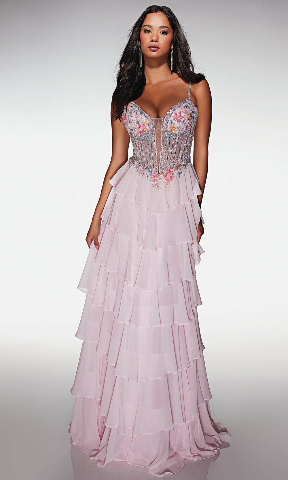 Alyce Paris 61993 - Beaded Floral Corset Gown - view 7