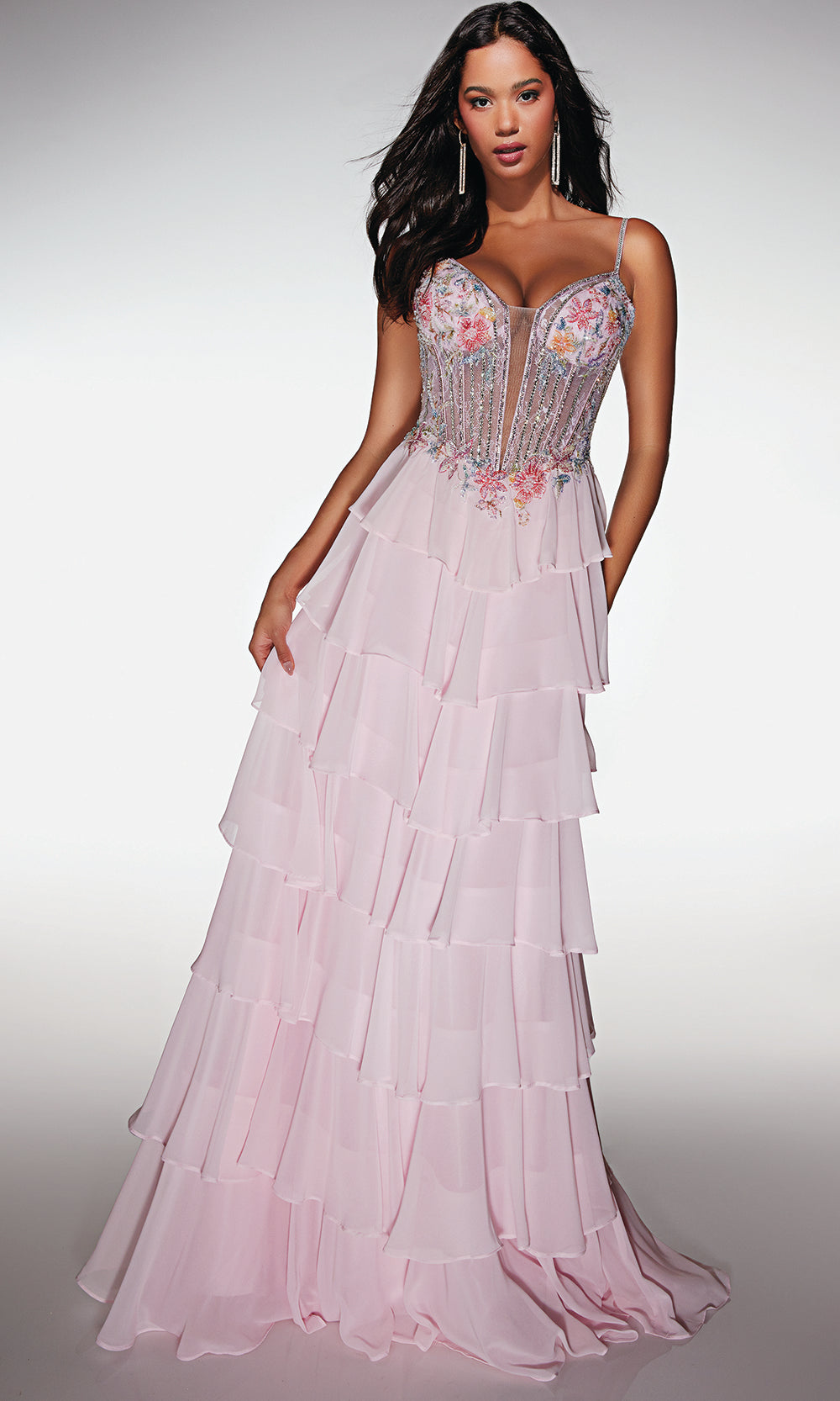 Alyce Paris 61993 - Beaded Floral Corset Gown - view 5